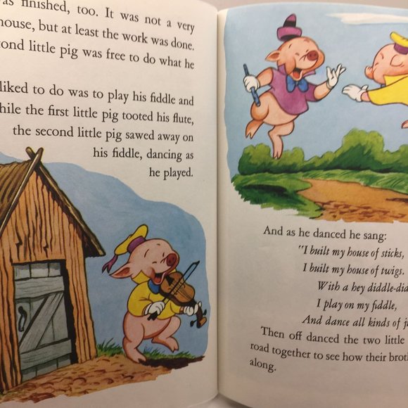 Vintage Little Golden Book Lot 2 Disney Three Little Pigs Alice In Wonderland - Picture 9 of 13